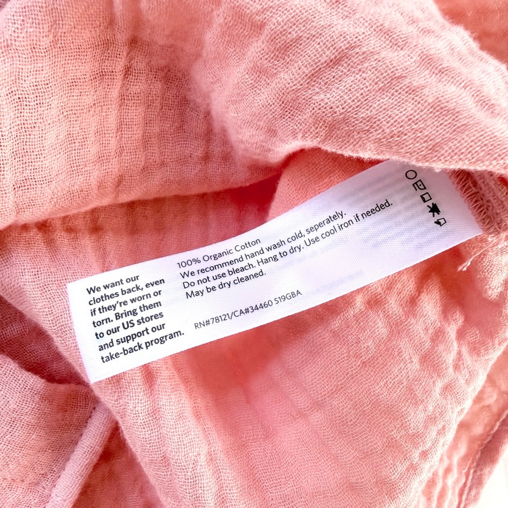 NWT Eileen Fisher Organic Cotton Lofty Gauze Classic Collar Button Shirt Peach S - Picture 13 of 15